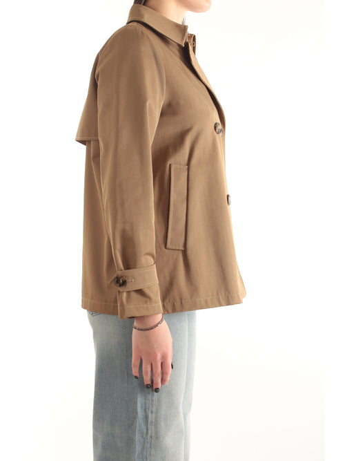 Emme Marella PELOTA trench doppiopetto in gabardina antigoccia da donna tortora