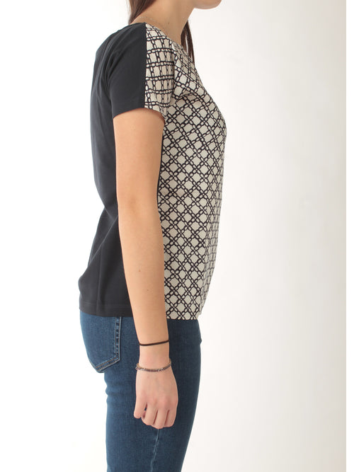 Emme Marella SANSA blusa doppio materiale da donna bianco/blu