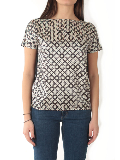 Emme Marella SANSA blusa doppio materiale da donna bianco/blu