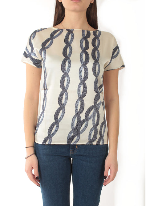 Emme Marella SANSA blusa doppio materiale da donna blu