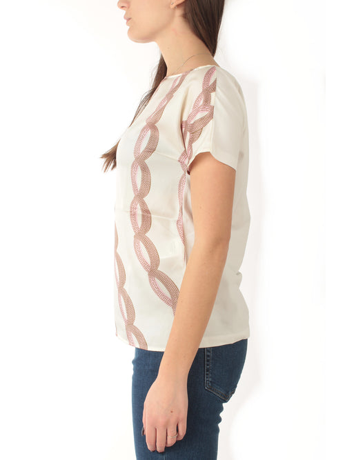 Emme Marella SANSA blusa doppio materiale da donna rosa