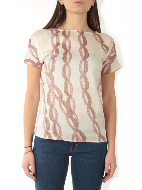 Emme Marella SANSA blusa doppio materiale da donna rosa