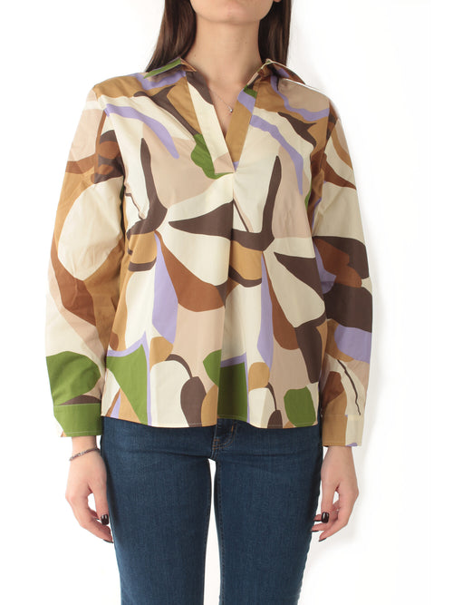 Emme Marella PONTILE blusa in popeline stampato da donna sabbia