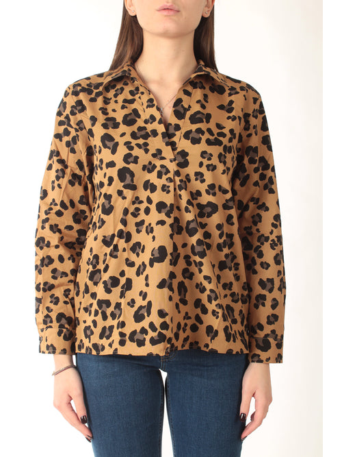 Emme Marella PONTILE blusa in popeline stampato da donna maculato