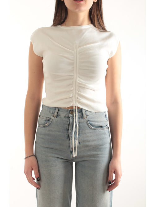 Emme Marella maglia con coulisse da donna bianco
