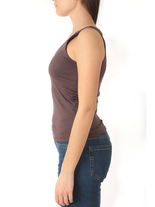 Emme Marella TIGLIO top in jersey interlock stretch da donna testa di moro