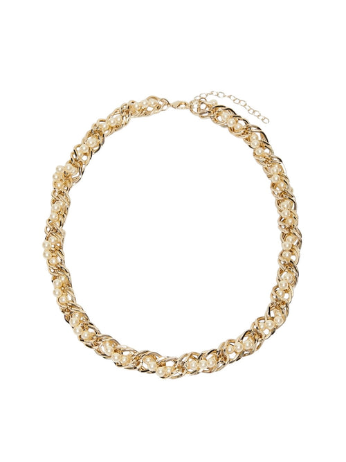 Emme Marella BUSSOLA  collana intrecciata con perle bijoux da donna oro chiaro