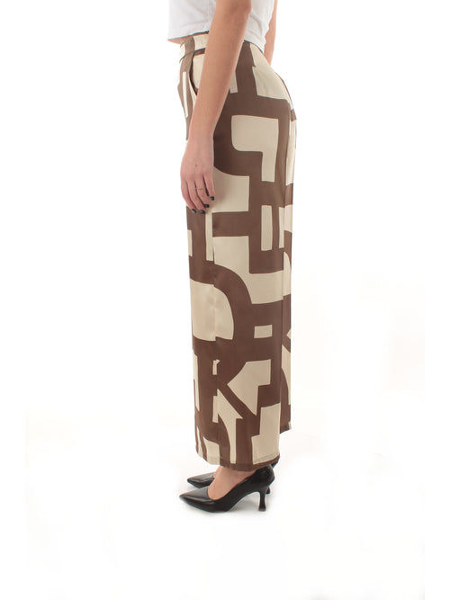 Emme Marella ALBERO pantalone in twill stampato da donna tortora