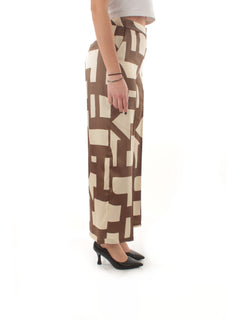 Emme Marella ALBERO pantalone in twill stampato da donna tortora