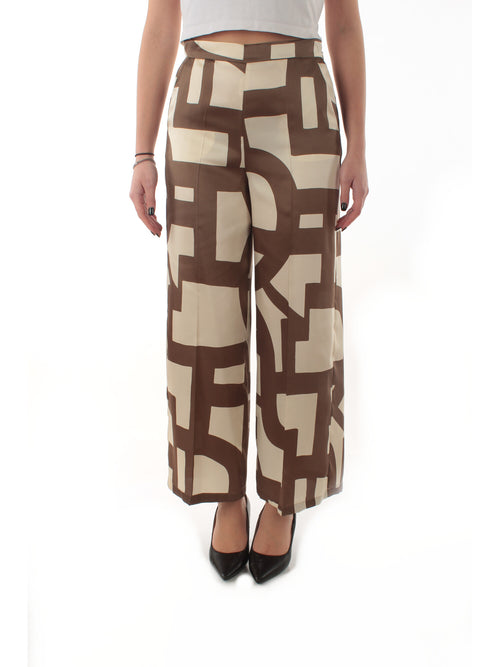Emme Marella ALBERO pantalone in twill stampato da donna tortora