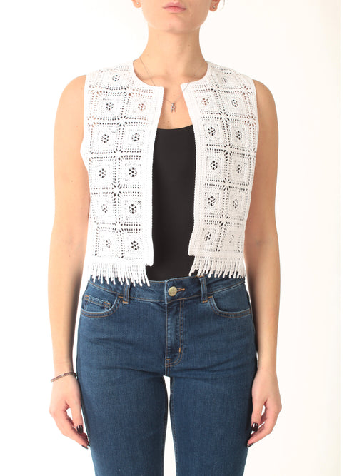Emme Marella TENENTE gilet in corchet da donna bianco