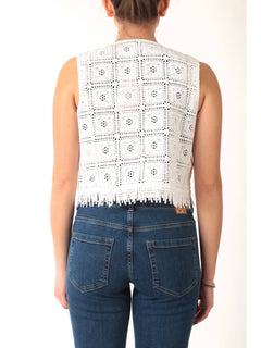 Emme Marella TENENTE gilet in corchet da donna bianco