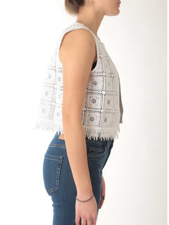 Emme Marella TENENTE gilet in corchet da donna bianco