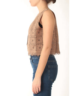 Emme Marella TENENTE gilet in corchet da donna sabbia