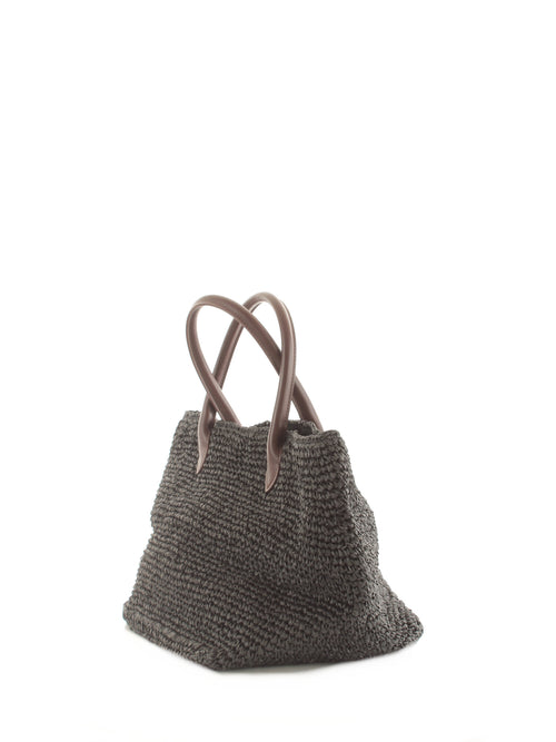 Emme Marella borsa tote intrecciata in raffia da donna nero