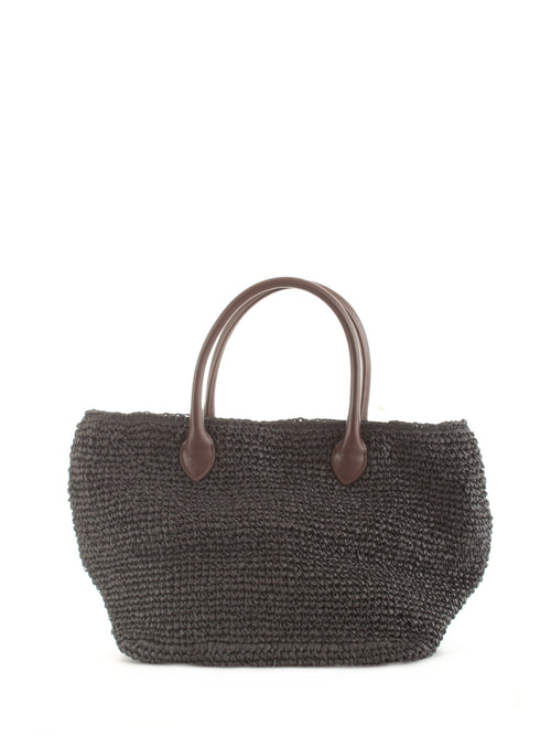 Emme Marella borsa tote intrecciata in raffia da donna nero