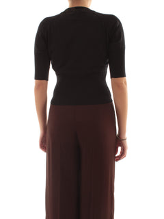 Maglia in maglia a manica corta da donna nero
