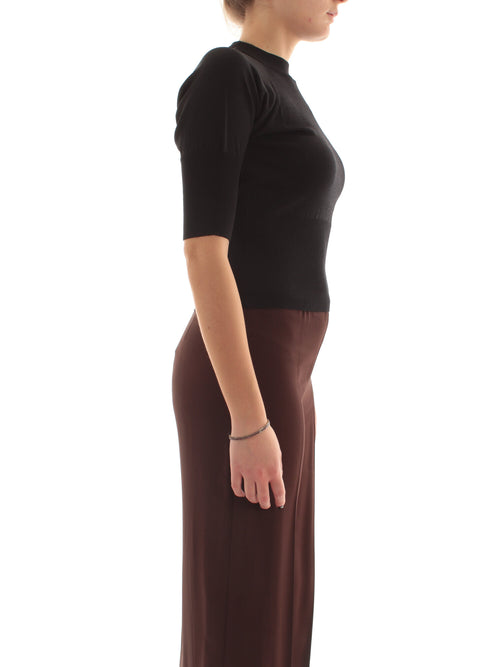 Maglia in maglia a manica corta da donna nero