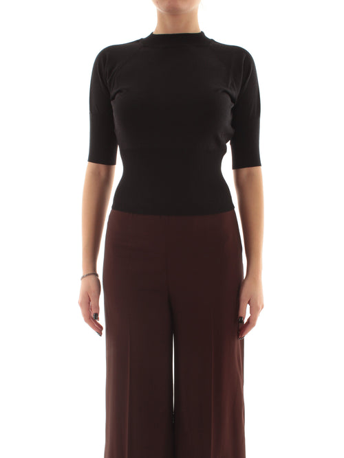 Maglia in maglia a manica corta da donna nero