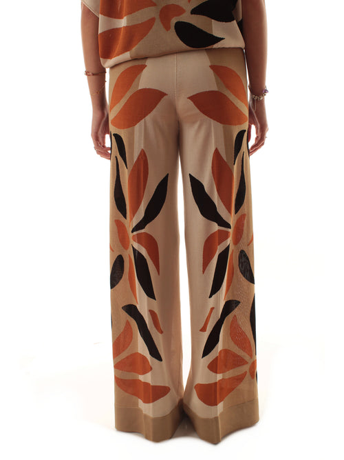 Circus hotel PANTALONE WIDE INTARSIO da donna con stampa a fiore multicolor