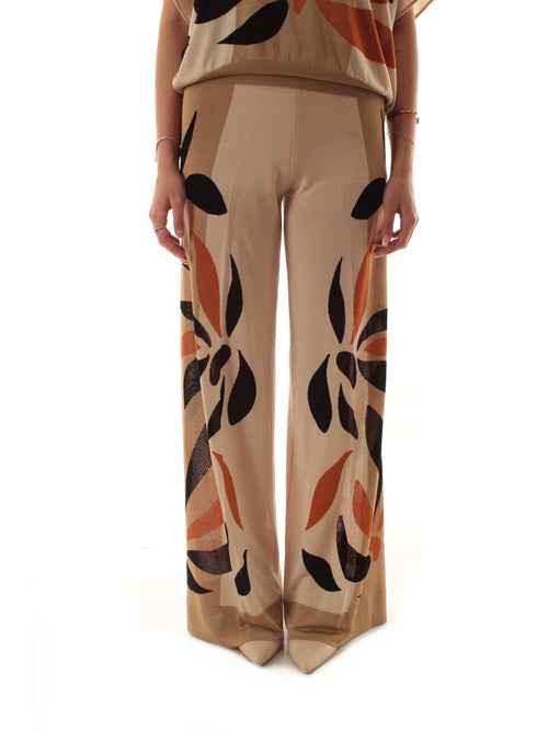Circus hotel PANTALONE WIDE INTARSIO da donna con stampa a fiore multicolor