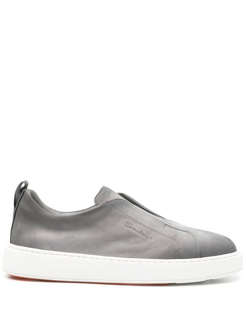 Santoni Victory sneaker slip-on da uomo in suede grey