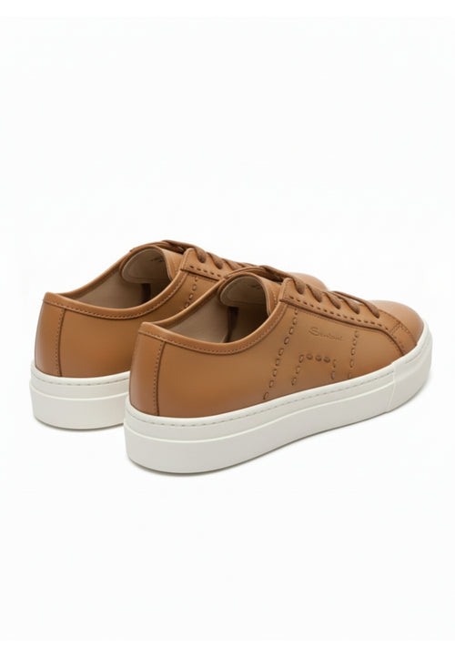 Santoni Double Bucker sneaker da uomo in pelle light brown