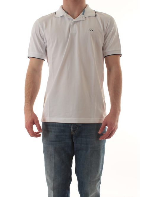 Sun 68 polo small stripes on collar da uomo bianco