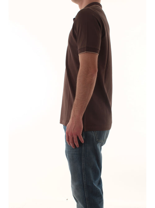 Sun 68 polo small stripes on collar da uomo marrone