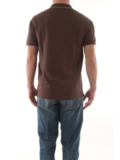 Sun 68 polo small stripes on collar da uomo marrone