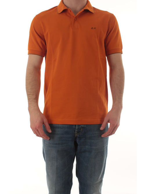 Sun 68 polo small stripes on collar da uomo rust
