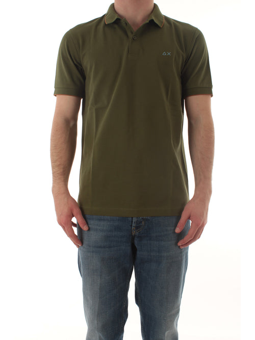 Sun 68 polo small stripes on collar da uomo verde