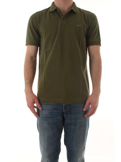 Sun 68 polo small stripes on collar da uomo verde