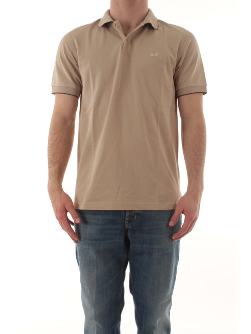 Sun 68 polo small stripes on collar da uomo stone