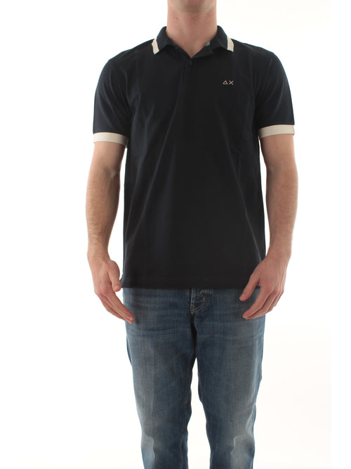 Sun 68 polo big stripe on collar da uomo navy blue