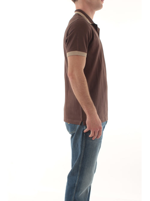 Sun 68 polo big stripe on collar da uomo marrone