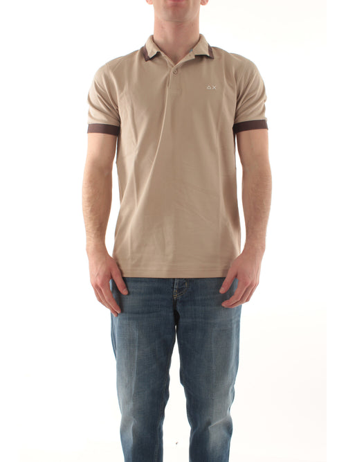 Sun 68 polo big stripe on collar da uomo stone