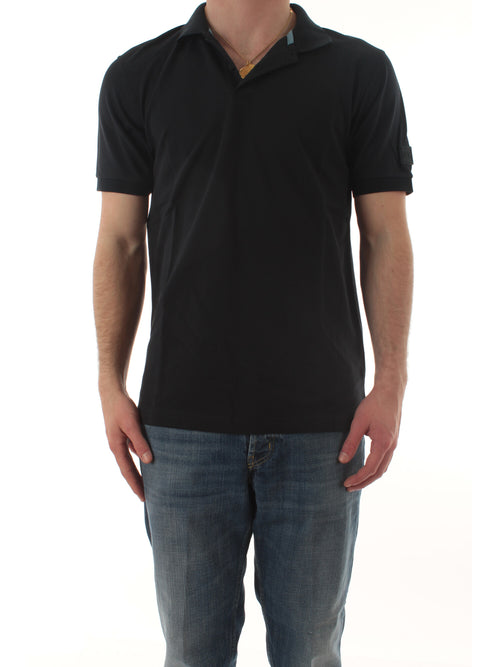 Sun 68 polo big logo sulla manica da uomo navy blue