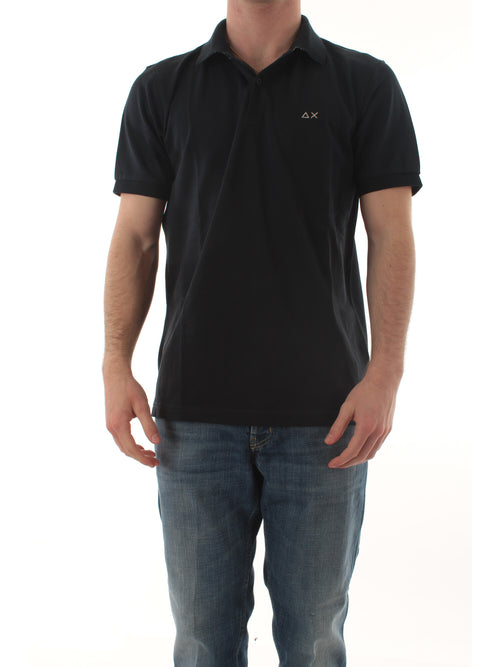 Sun 68 polo print under collar da uomo navy blue