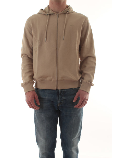 Sun 68 Hoodie zip fleece tech felpa da uomo stone
