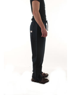 SUN68 pantaloni in cotone con piega da uomo navy blue