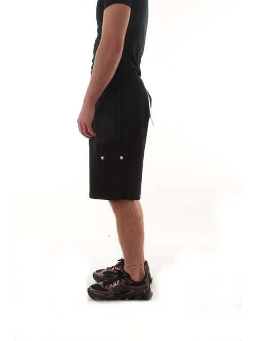 Sun 68 bermuda cargo fleece in cotone da uomo nero