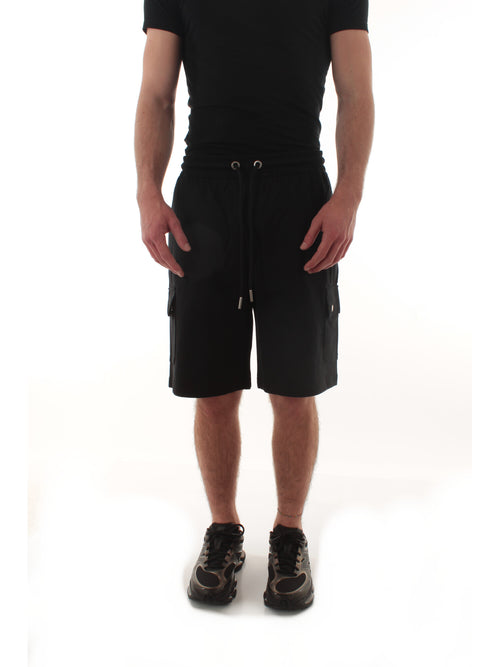 Sun 68 bermuda cargo fleece in cotone da uomo nero