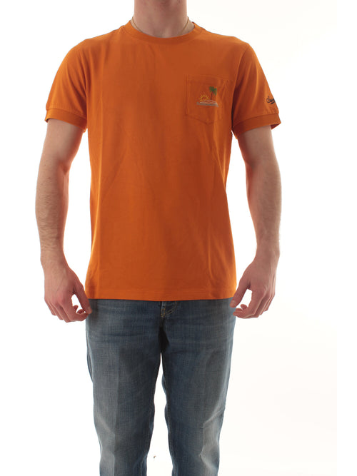 Sun 68 T-shirt embroidery da uomo rust