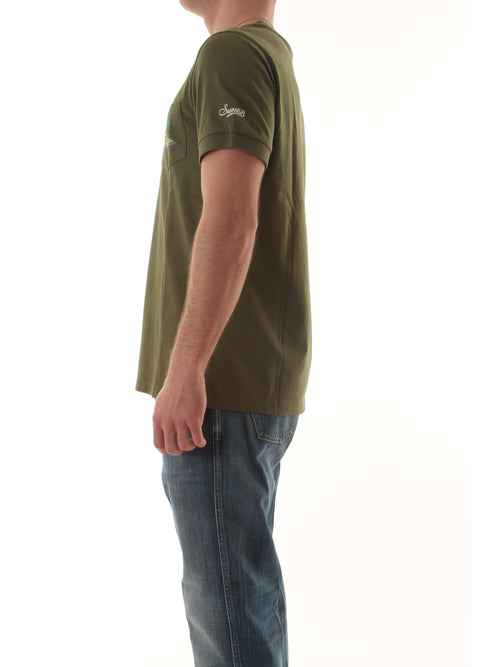 Sun 68 T-shirt embroidery da uomo verde