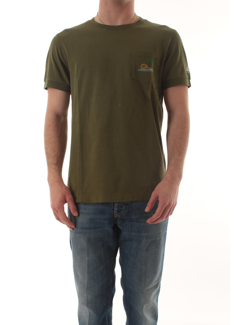 Sun 68 T-shirt embroidery da uomo verde