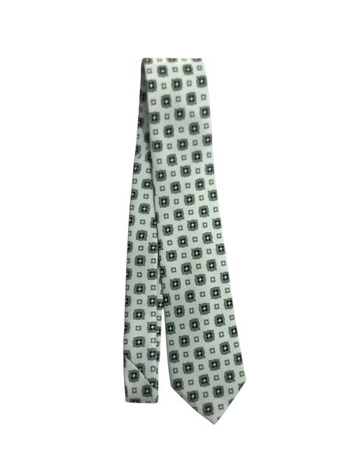 Rosi Collection cravatta da uomo in seta jacquard fondo verde acqua