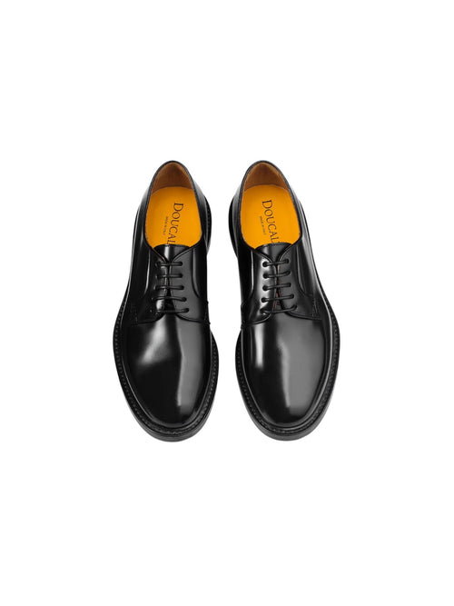 Doucal's scarpa stringata derby horse in pelle da uomo nero