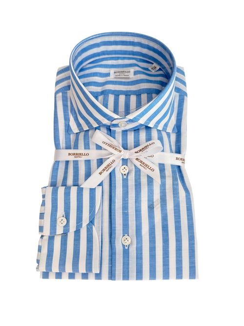 Borriello camicia a righe da uomo azzurro
