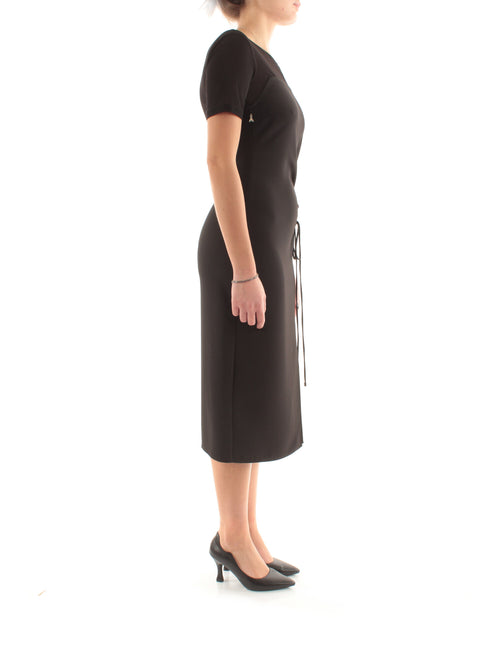 Patrizia Pepe abito midi in twill con arriccio da donna nero